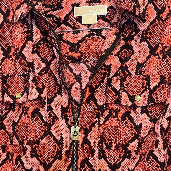 #93 MICHAEL KORS PINK/RED SNAKE REPTILE PRINT JACKET 0X - Picture 4 of 7